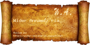 Wider Annamária névjegykártya